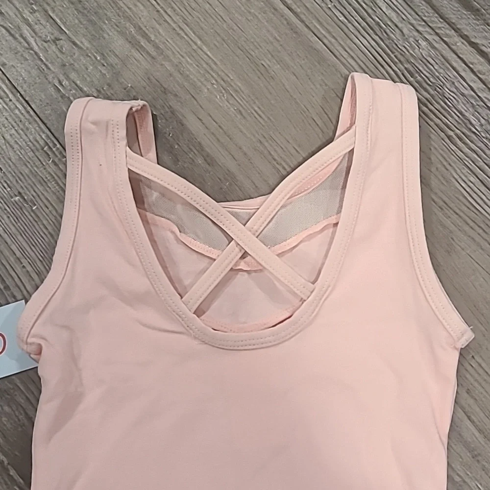Cat & Jack Girls' Dance Cross Back kirted Leotard Pink Size XS 4/5
